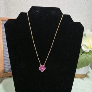 Gold and Purple Flower Pendant Necklace
